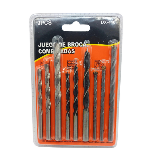 BROCAS METAL - MADERA - CONCRETO X 9 PCS