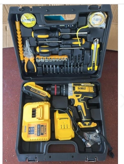 ⚡🔥 TALADRO INALÁMBRICO 128V - KIT PROFESIONAL 32 PIEZAS + MALETÍN - BROQUERO 13MM - 2 VELOCIDADES 2200RPM - INCLUYE FLEXÓMETRO, PROBADOR DE FASE Y MÁS 🧰🔨