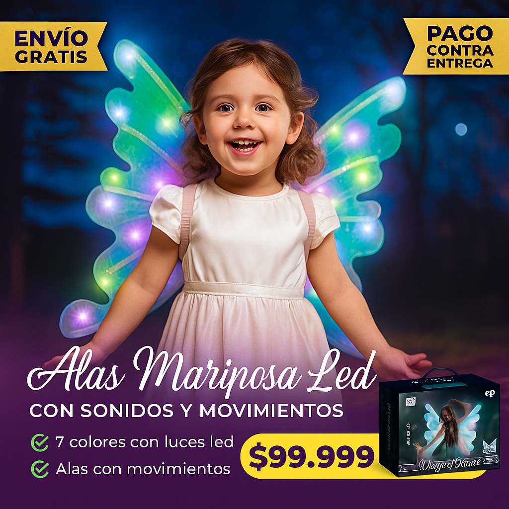 Alas Mariposa LED con Sonidos y Movimientos
