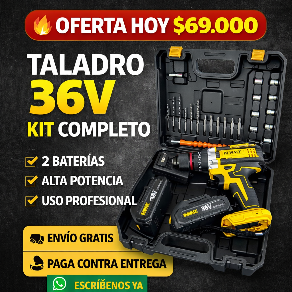 TALADRO 36V + KIT COMPLETO OFERTA UNICA