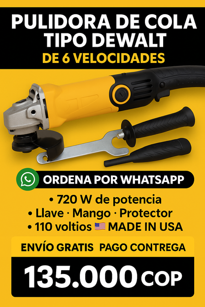 ⚡ PULIDORA TIPO DEWALT 720W • 6 VELOCIDADES • ENVÍO GRATIS