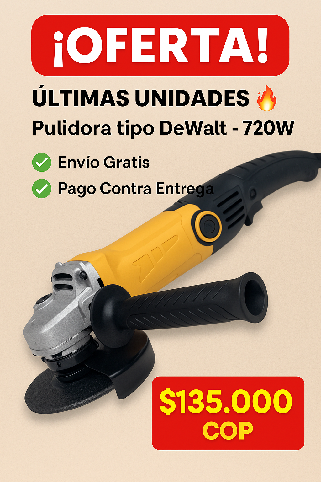⚡ PULIDORA TIPO DEWALT 720W • 6 VELOCIDADES • ENVÍO GRATIS
