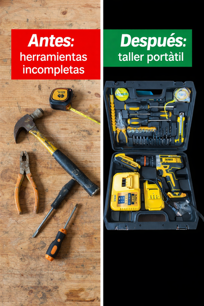 ⚡🔥 TALADRO INALÁMBRICO 128V - KIT PROFESIONAL 32 PIEZAS + MALETÍN - BROQUERO 13MM - 2 VELOCIDADES 2200RPM - INCLUYE FLEXÓMETRO, PROBADOR DE FASE Y MÁS 🧰🔨