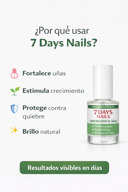 7 DAYS NAILS endurecedor de uñas · 3 unidades $50.000 | Tratamiento para uñas débiles
