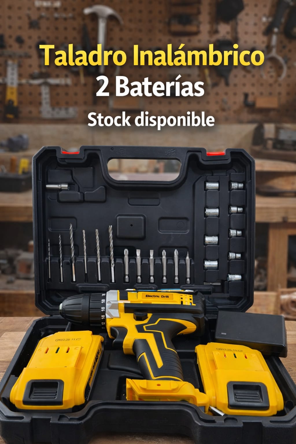 TALADRO INALÁMBRICO 48V - 2 BATERÍAS + MALETÍN + 34 ACCESORIOS