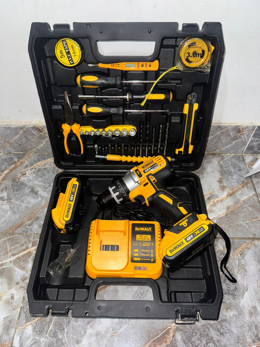 🔧 KIT DE TALADRO INALÁMBRICO 48V - 40 ACCESORIOS + MALETÍN - ESTILO DEWALT