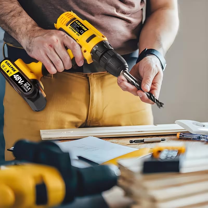 TALADRO INALÁMBRICO 48V - 2 BATERÍAS + MALETÍN + 34 ACCESORIOS